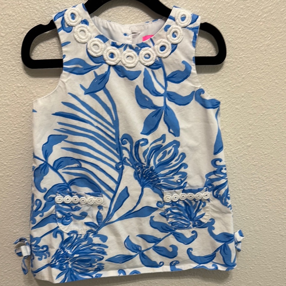 Lilly Pulitzer White and Blue Floral Kids Blouse
